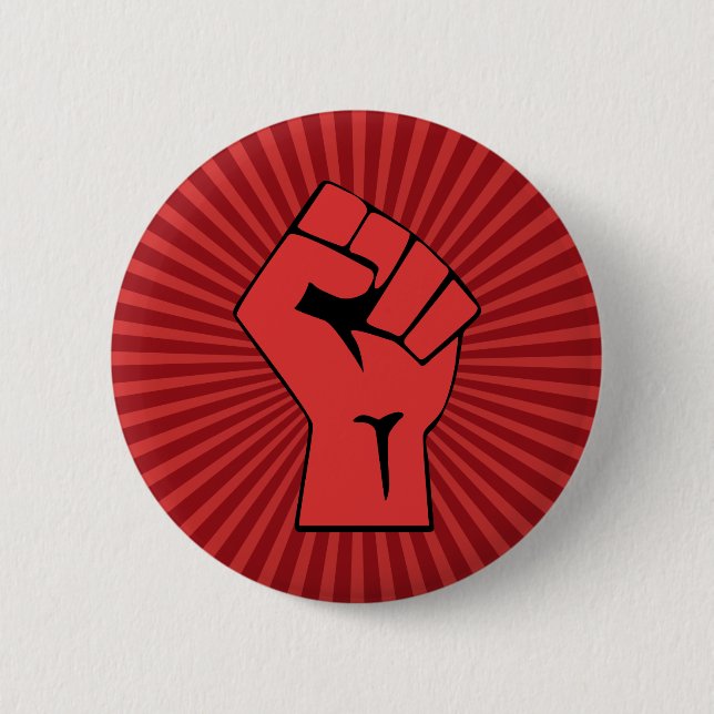 Badge Rond 5 Cm Poing révolutionnaire rouge (Devant)