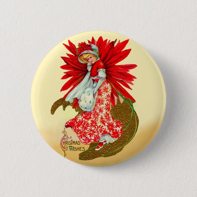 Badge Rond 5 Cm Poinsettia fille (Devant)