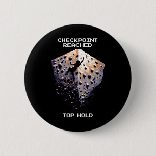 Badge Rond 5 Cm Point de contrôle atteint – Pixel Art d'escalade d