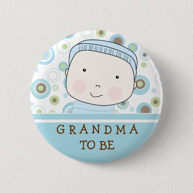 Badge Rond 5 Cm Point de polka bleu - "grand-maman à être" Pin (Devant)