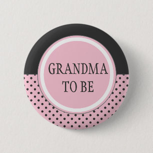 Badge Rond 5 Cm Point de polka rose - "grand-maman à être" Pin