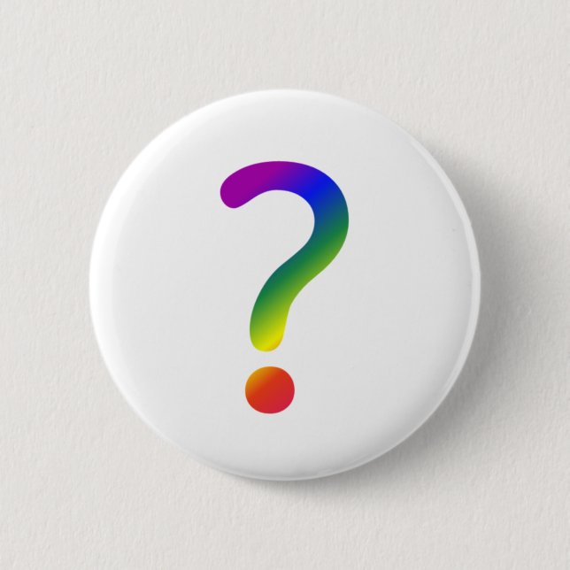 Badge Rond 5 Cm Point d'interrogation arc-en-ciel (Devant)
