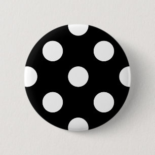 Badge Rond 5 Cm Point Polka blanc sur le Motif noir