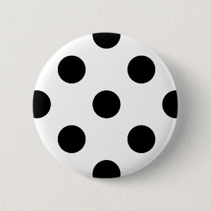 Badge Rond 5 Cm Point Polka noir et blanc