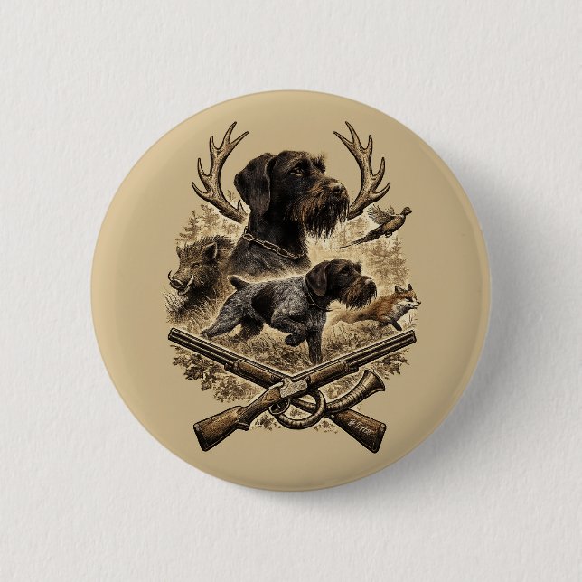 Badge Rond 5 Cm Pointer à poil dur allemand (Devant)