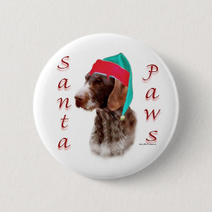 Badge Rond 5 Cm Pointeur À poils durs allemand Père Noël Paws