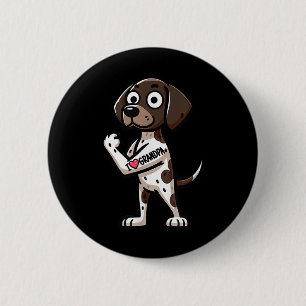 Badge Rond 5 Cm Pointeur Allemand Rondes I Love Grand-Père Drôle D