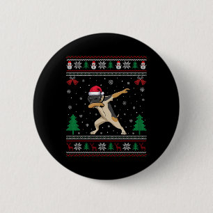 Badge Rond 5 Cm Pointeur brun allemand Dabbing Chien Santa Hat C