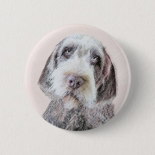 Badge Rond 5 Cm Pointing à poils durs Peinture Griffon - Art Chien