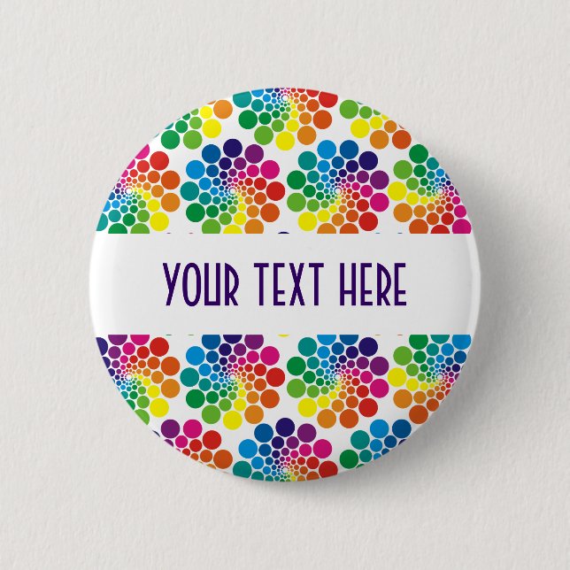 Badge Rond 5 Cm Points Couleur Cercle Motif + votre dos. & texte (Devant)