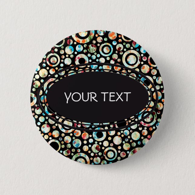 Badge Rond 5 Cm Points de couleur et Motif circulaire + votre text (Devant)