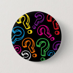 Badge Rond 5 Cm Points d'interrogation