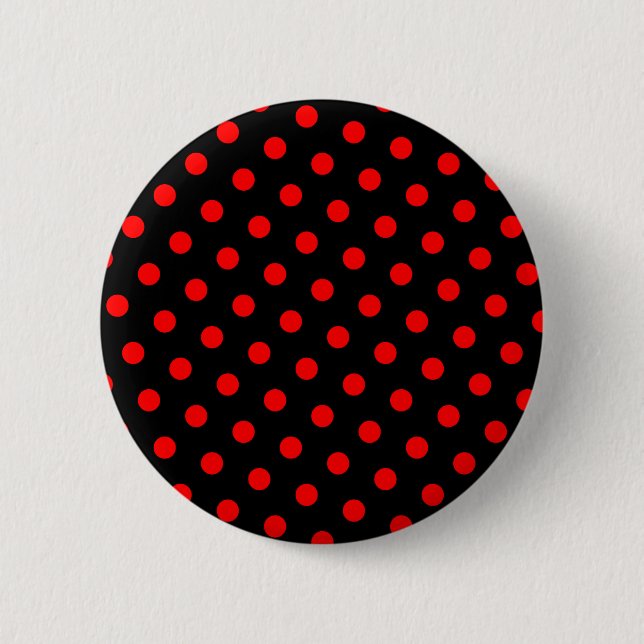 Badge Rond 5 Cm Points noirs et rouges (Devant)