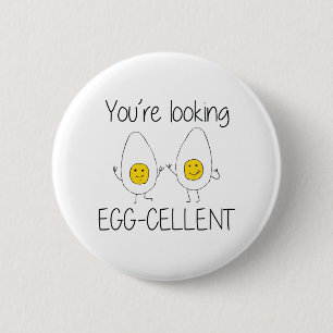 Badge Rond 5 Cm Poireaux d'oeuf de violoncelle jaune et blanc