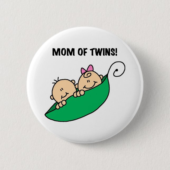 Badge Rond 5 Cm Pois dans une maman de cosse des jumeaux (Devant)