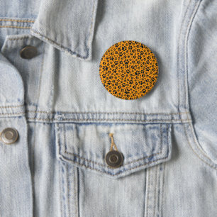 Badge Rond 5 Cm Pois de chien noir et blanc Pointe Polka sur dahli