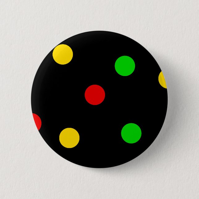 Badge Rond 5 Cm Pois de Rasta sur le noir (Devant)