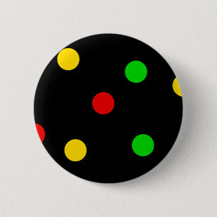 Badge Rond 5 Cm Pois de Rasta sur le noir