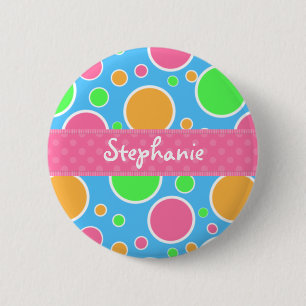 Badge Rond 5 Cm Pois de sorbet d'arc-en-ciel