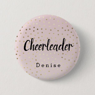 Badge Rond 5 Cm Pois d'or rose Pom-pom girl personnalisés