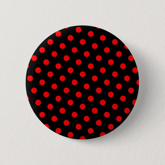 Badge Rond 5 Cm Pois noirs et rouges (Devant)