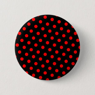 Badge Rond 5 Cm Pois noirs et rouges