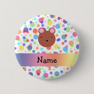 Badge Rond 5 Cm Pois nommé personnalisé d'arc-en-ciel de visage