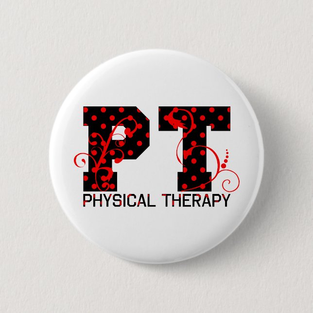 Badge Rond 5 Cm pois rouge noir de pinte (Devant)