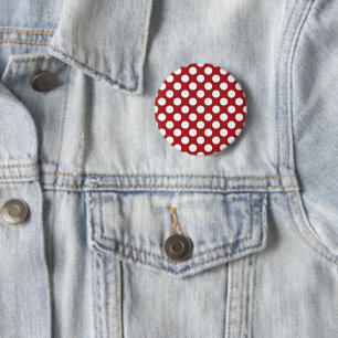 Badge Rond 5 Cm Pois rouges, Motif à points polka, points, pointil