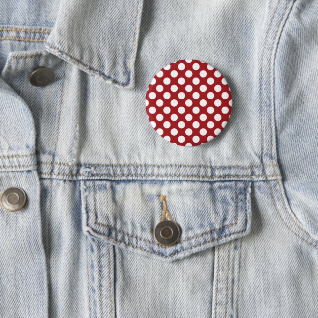 Badge Rond 5 Cm Pois rouges, Motif à points polka, points, pointil (En situation)