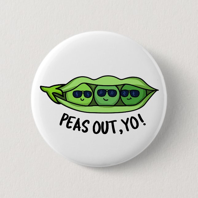 Badge Rond 5 Cm Pois Sortis Yo Funny Peas Pun (Devant)