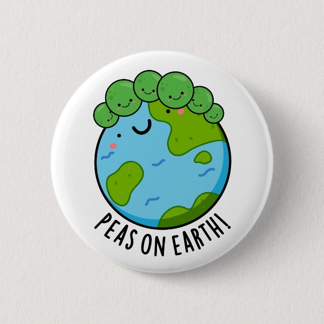 Badge Rond 5 Cm Pois Sur Terre Fantaisie Veggie Pun de Paix (Devant)
