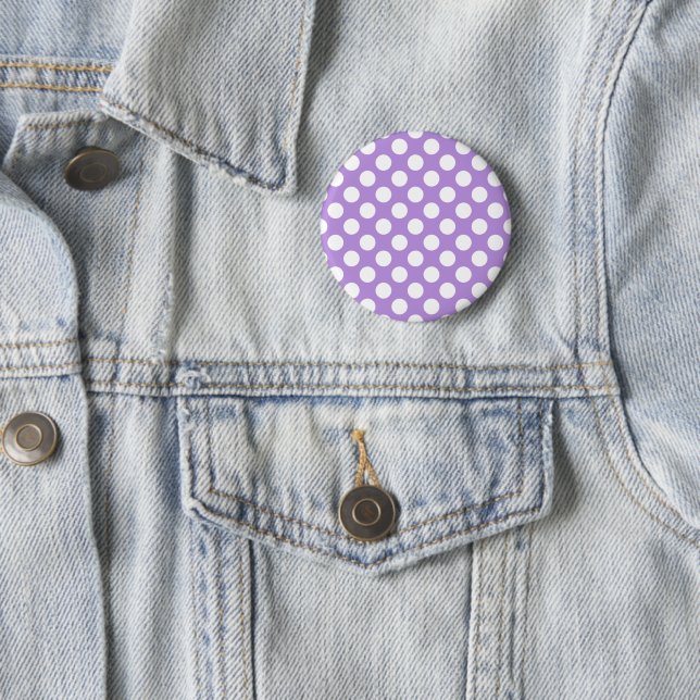 Badge Rond 5 Cm Pois violets, Motif à points Polka, points, pointi (En situation)