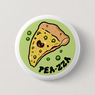 Badge Rond 5 Cm Pois-zza Cute Pizza Vegetable Pun Bouton Pin