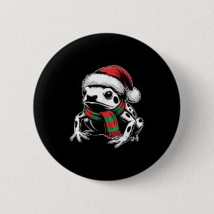 Badge Rond 5 Cm Poison Dart Frog Xmas Santa Hat Écharpe Noël Co