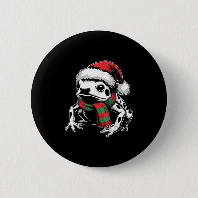 Badge Rond 5 Cm Poison Dart Frog Xmas Santa Hat Écharpe Noël Co (Devant)