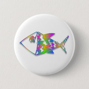 Badge Rond 5 Cm Poisson Abstrait
