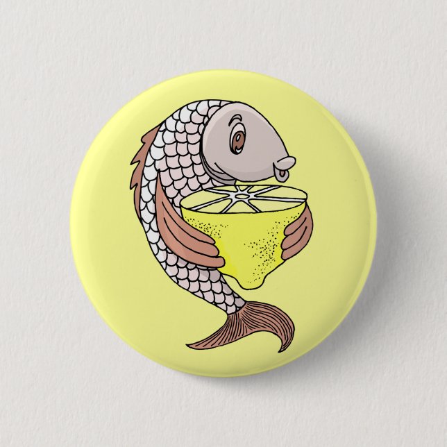 Badge Rond 5 Cm Poisson Au Citron (Devant)