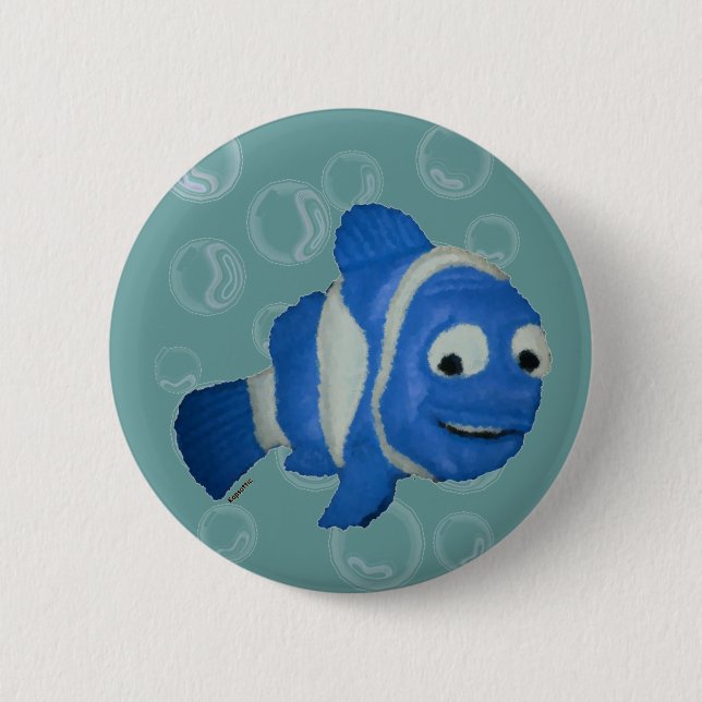 Badge Rond 5 Cm Poisson bleu (Devant)