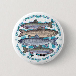 Badge Rond 5 Cm Poisson Bouton épingle Tremble