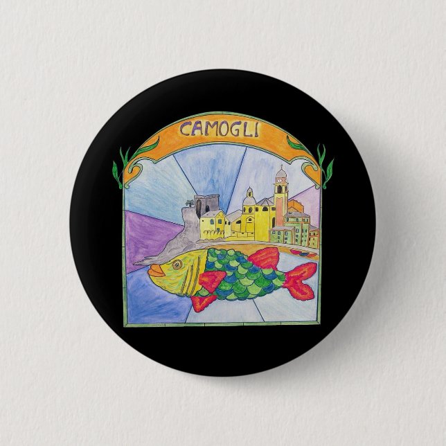 Badge Rond 5 Cm Poisson Camogli (Devant)