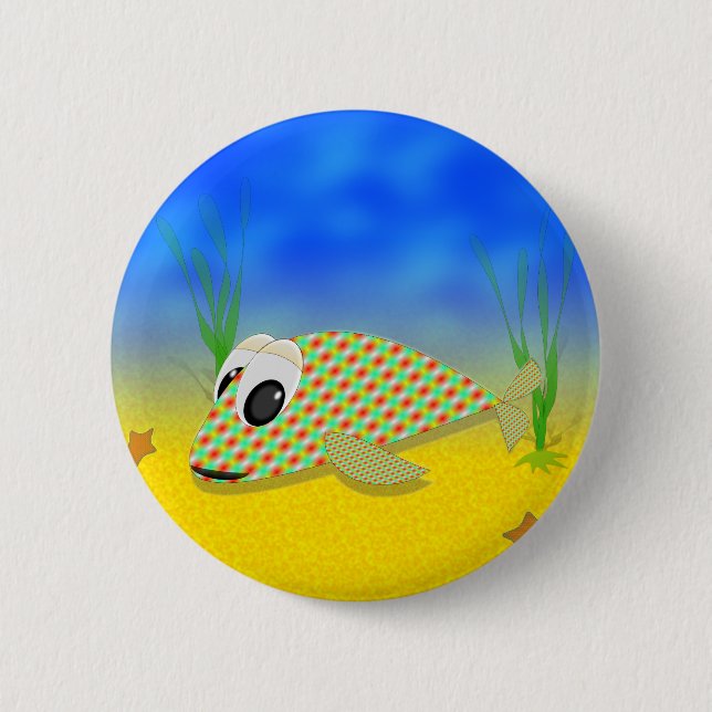 Badge Rond 5 Cm Poisson Carton mignon (Devant)