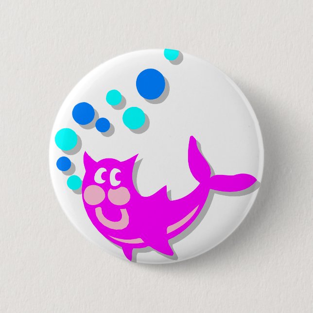 Badge Rond 5 Cm Poisson-chat (Devant)