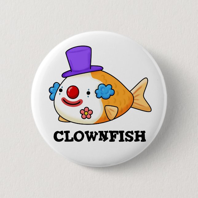 Badge Rond 5 Cm Poisson clown Cuit Animal Poisson Pun (Devant)