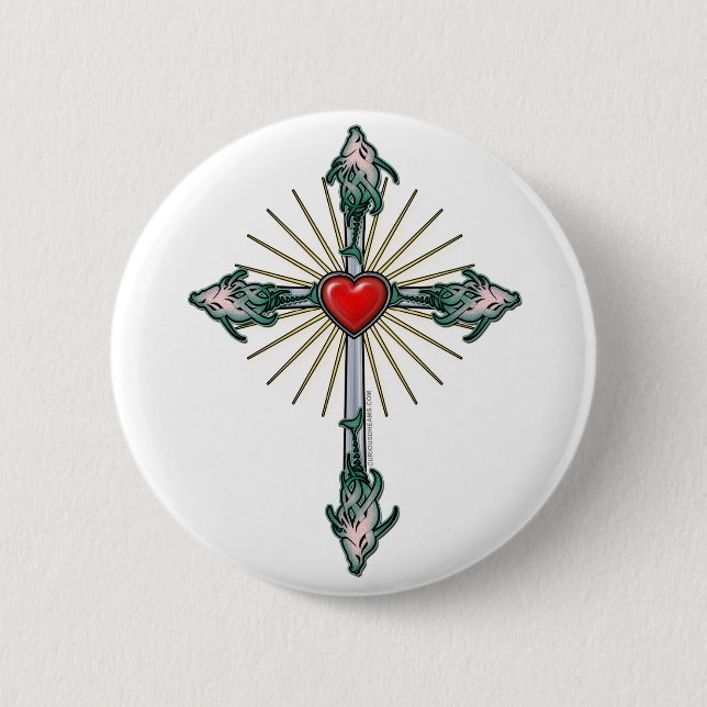 Badge Rond 5 Cm Poisson-Coeur (Devant)