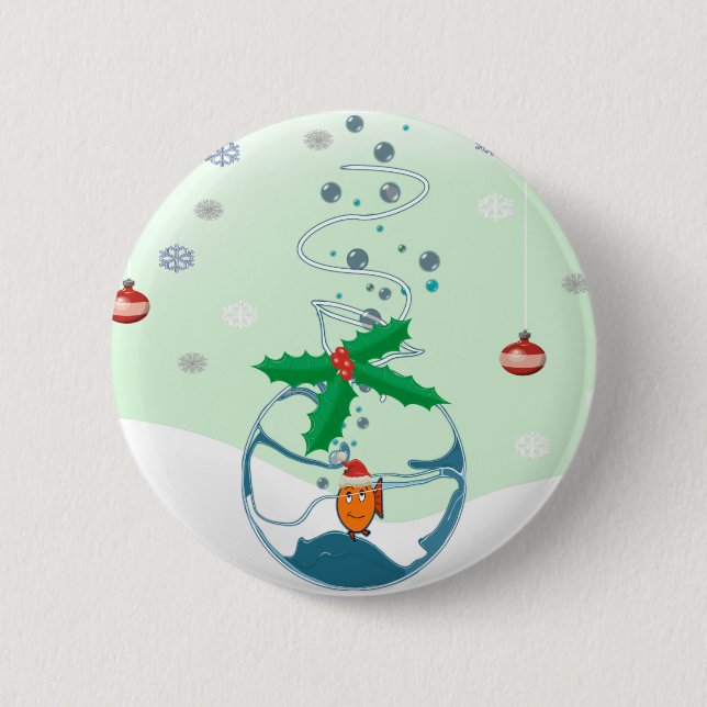 Badge Rond 5 Cm Poisson de Noël (Devant)