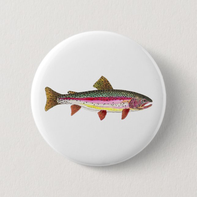 Badge Rond 5 Cm Poisson de truite arc-en-ciel (Devant)