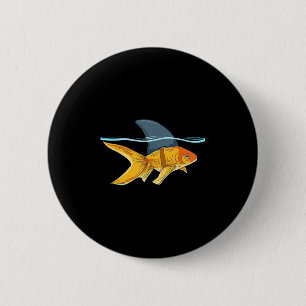 Badge Rond 5 Cm Poisson d'or avec mini-shirt Fin Shark Funny