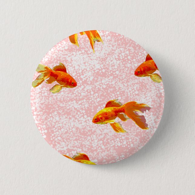 Badge Rond 5 Cm Poisson d'or rose motif (Devant)