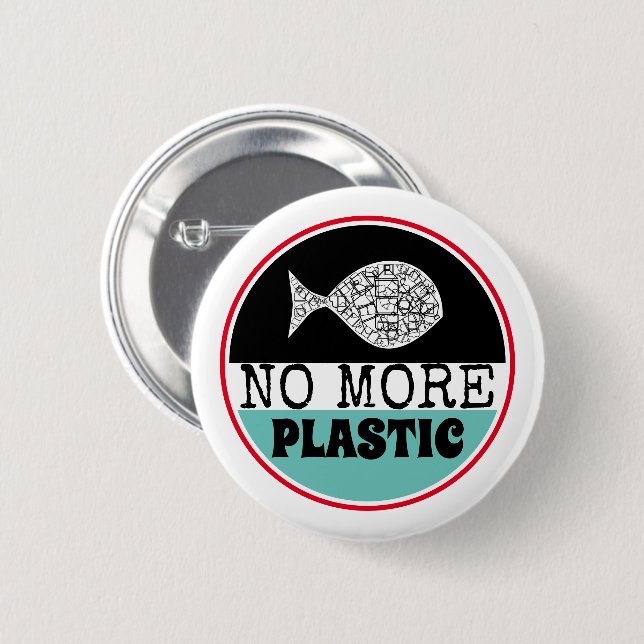 Badge Rond 5 Cm Poisson en plastique, changement climatique (Devant & derrière)